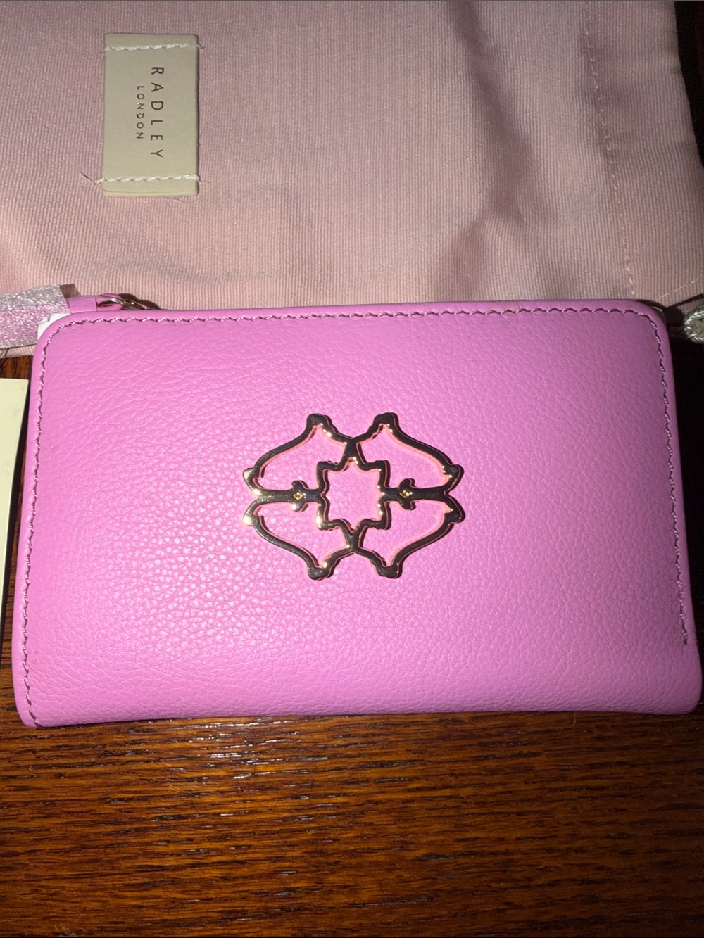 RADLEY LONDON Pink Leather Zip-Around Wallet with Gold Emblem